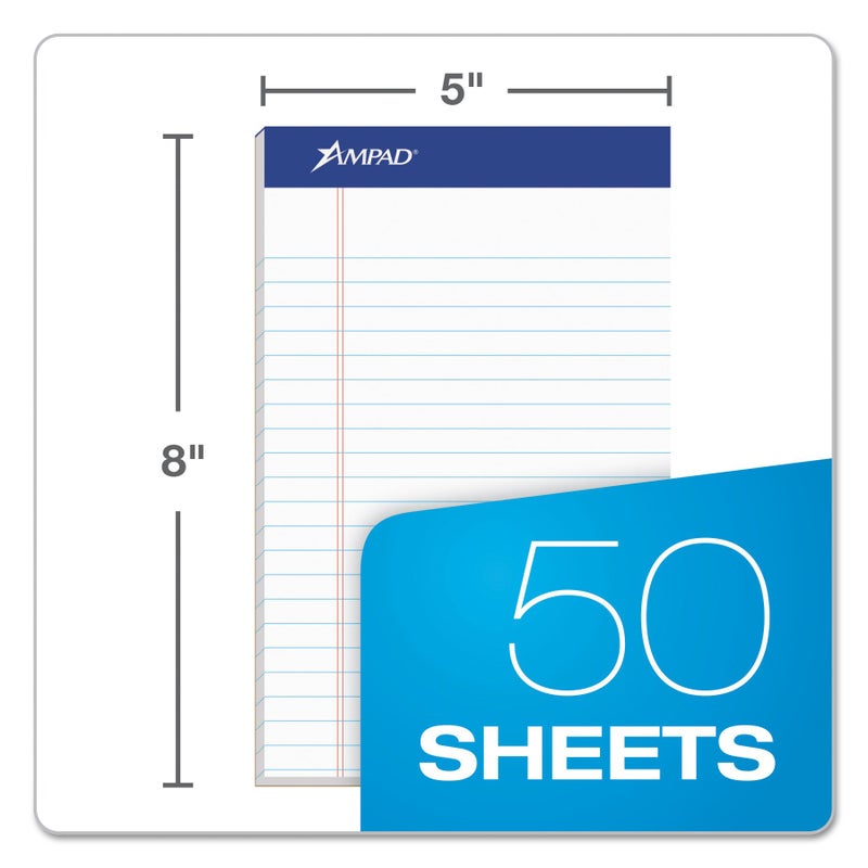 Ampad TOP20154 20-154 Evidence Recycled Perf 5x8 Medium Ruled Pads, Margin, White, 50 Sheets, Dozen - Image 2